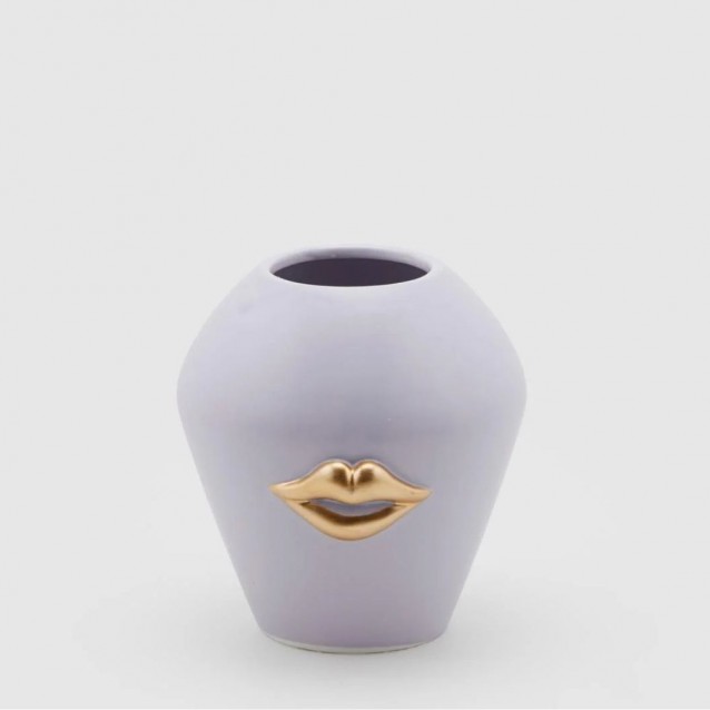 Vaza ceramica Kiss, lila-auriu, 15 cm - SIMONA'S Specials