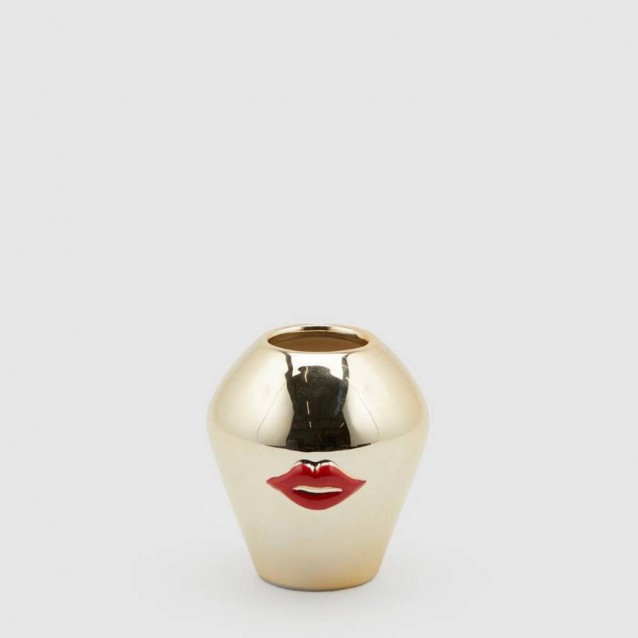 Vaza ceramica Kiss, auriu-rosu, 11 cm - SIMONA'S Specials