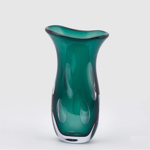 Vaza din sticla Fluxus, emerald, 38 cm - SIMONA'S Specials