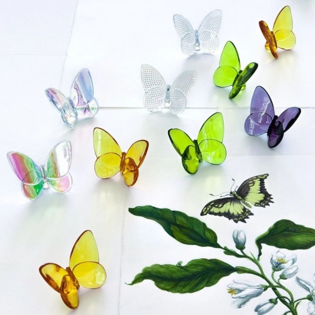 Sculptura rosie din cristal, Papillon Lucky Butterfly - BACCARAT