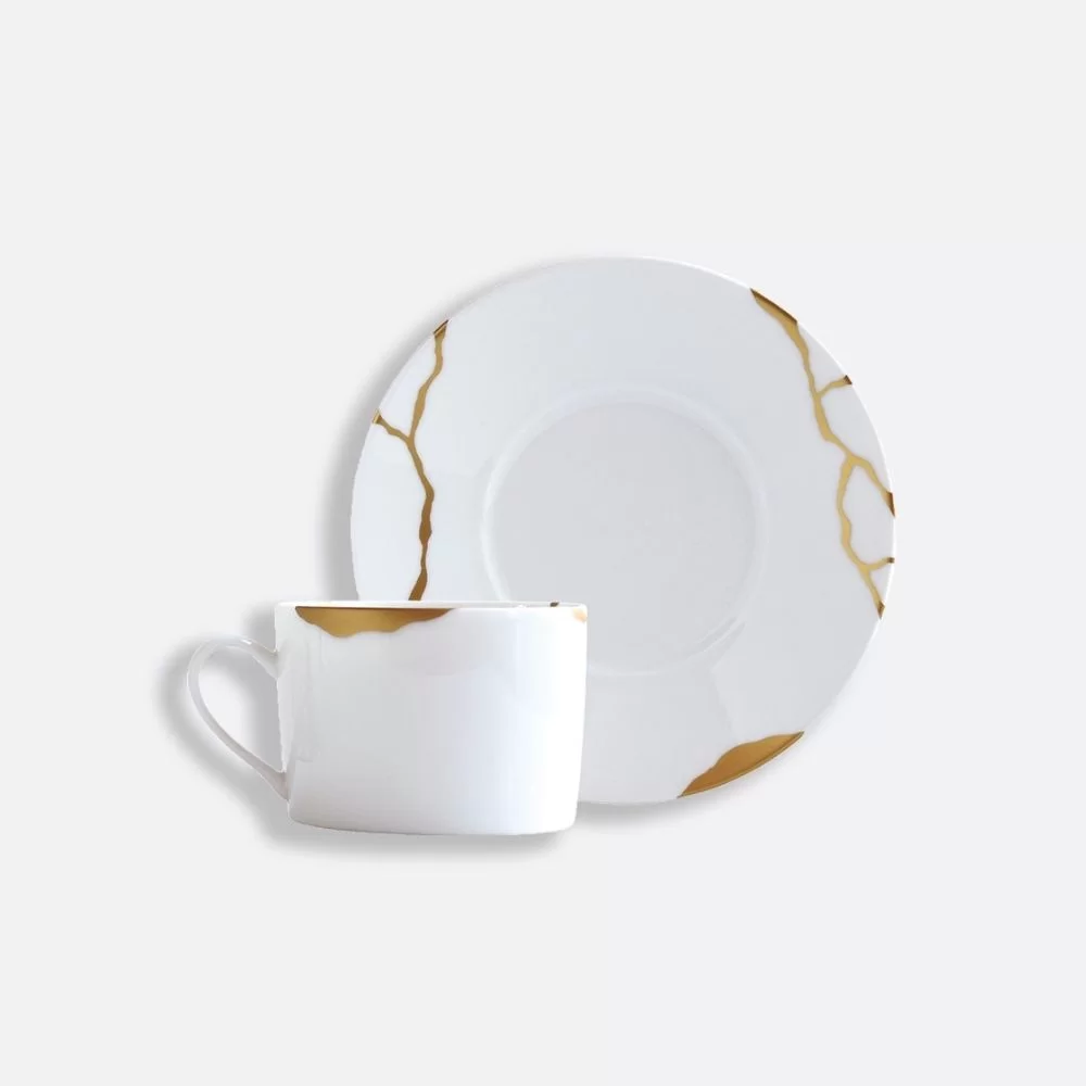 fiber Feudal Masaccio Ceasca ceai si farfurie din porțelan, Kintsugi - Bernardaud