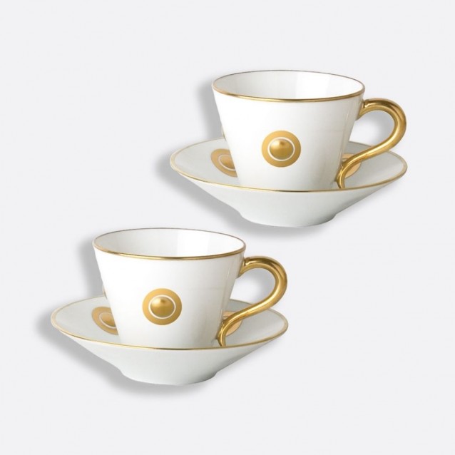 Set 2 cesti pentru espresso si 2 farfurii, Ithaque Gold by Olivier Gagnère - BERNARDAUD