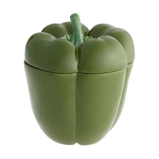Cutie ceramica cu capac, verde, 21.2 cm, Pepper - BORDALLO PINHEIRO
