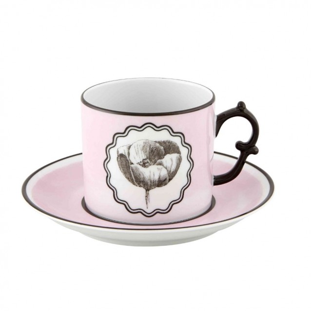 Ceasca pentru ceai si farfurie, roz, Herbariae - CHRISTIAN LACROIX