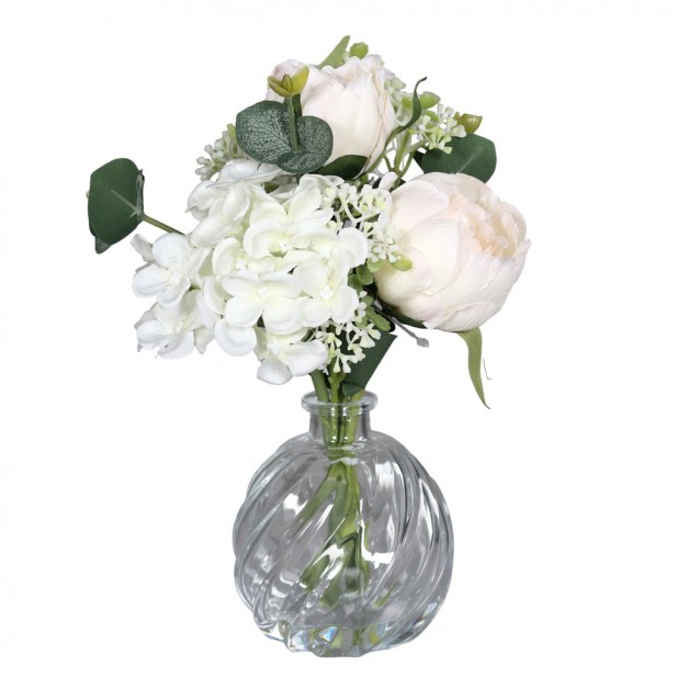 Aranjament floral in vaza Magic Water, crem, 24 cm - SIMONA'S Specials