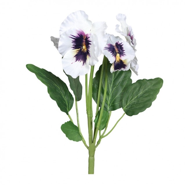 Floare decorativa Panseluta, alb/mov, 28 cm - SIMONA'S Specials