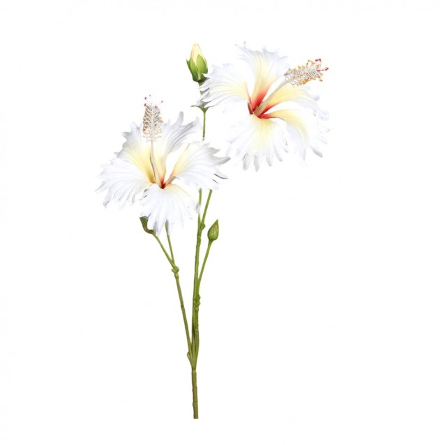 Ramura decorativa Hibiscus, alb, 65 cm - SIMONA'S Specials