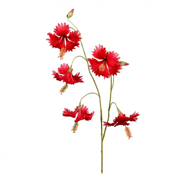 Ramura decorativa Hibiscus, rosu, 104 cm - SIMONA'S Specials