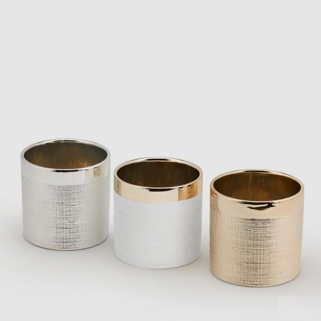 Ghiveci decorativ texturat, auriu/argintiu/alb, 13 cm - SIMONA'S Specials