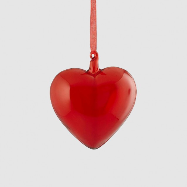 Decoratiune inima rosie din sticla, 10 cm - SIMONA'S Specials