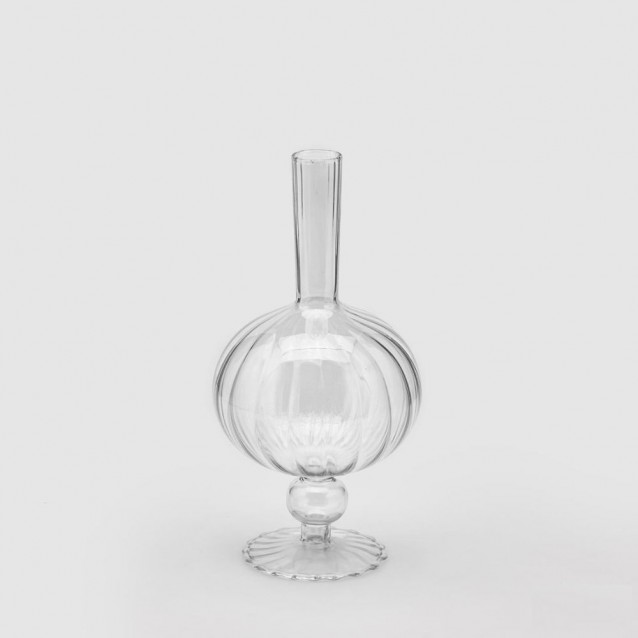 Vaza transparenta din sticla, 25 cm, Rigate Ovoide - SIMONA'S Specials