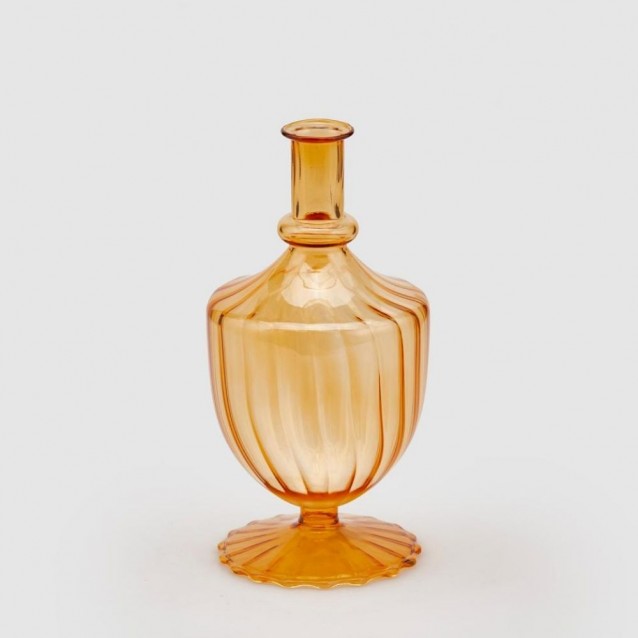 Vaza chihlimbar din sticla, 20 cm, Rigate Coppa - SIMONA'S Specials