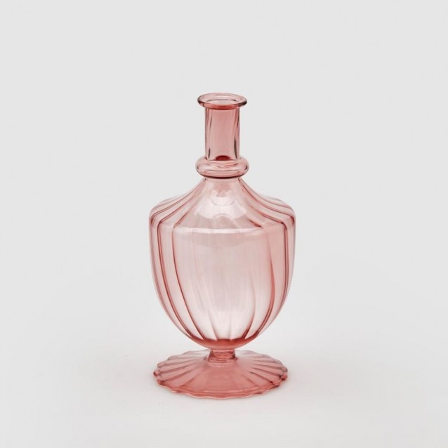 Vaza roz din sticla, 20 cm, Rigate Coppa - SIMONA'S Specials
