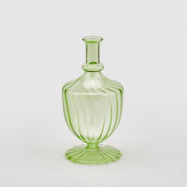 Vaza verde din sticla, 20 cm, Rigate Coppa - SIMONA'S Specials