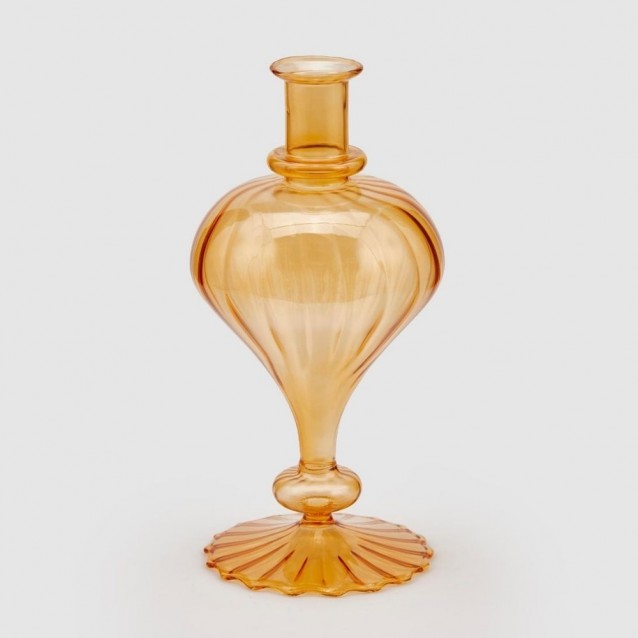 Vaza chihlimbar din sticla, 30 cm, Rigate Goccia - SIMONA'S Specials