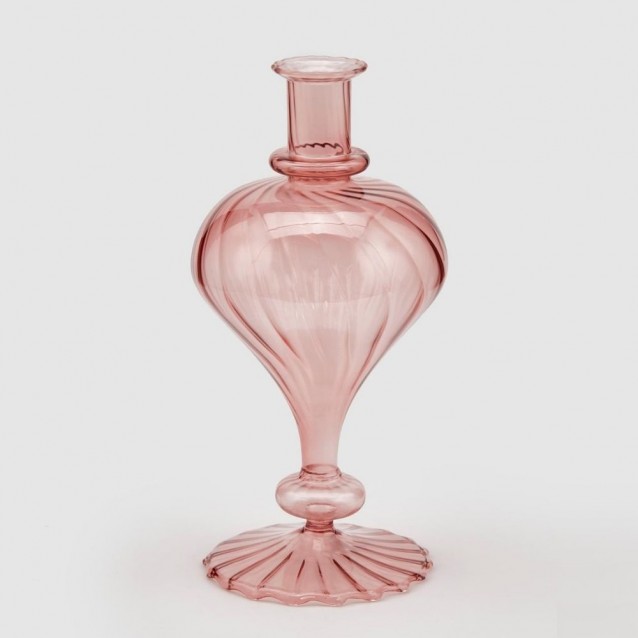 Vaza roz din sticla, 30 cm, Rigate Goccia - SIMONA'S Specials