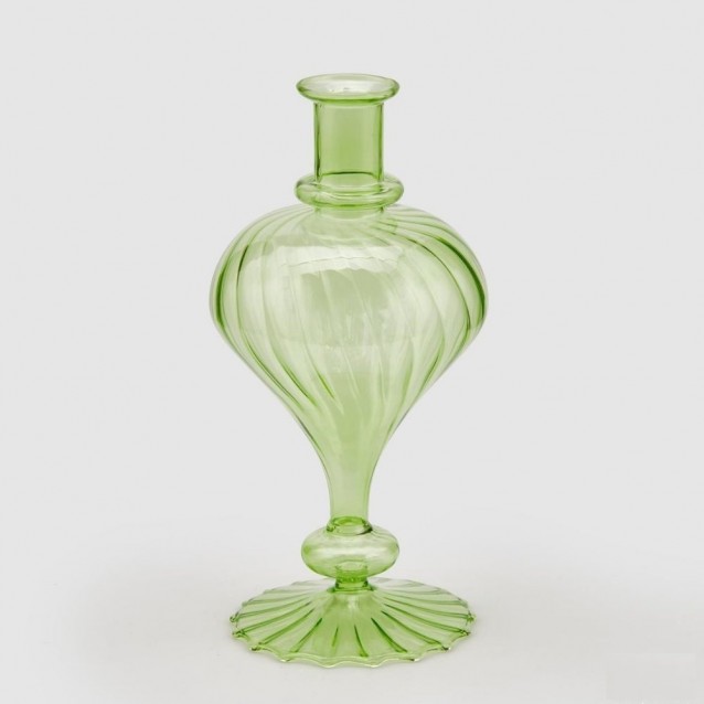 Vaza verde din sticla, 30 cm, Rigate Goccia - SIMONA'S Specials