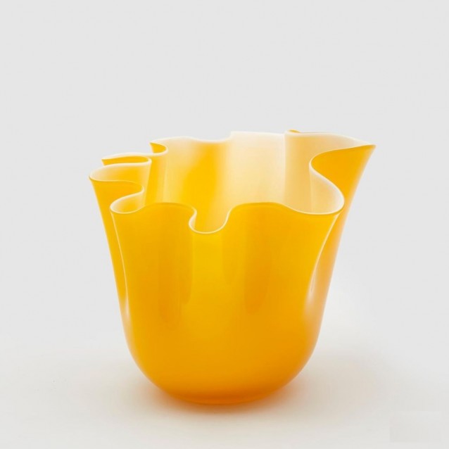Vaza galbena din sticla, 18 cm, Drappo - SIMONA'S Specials