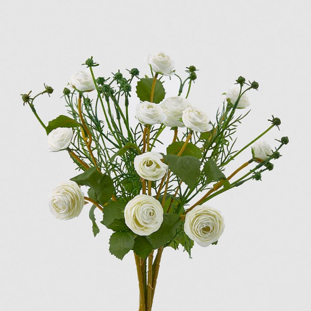 Buchet decorativ cu flori Ranunculus, ivory, 43 cm - SIMONA'S Specials