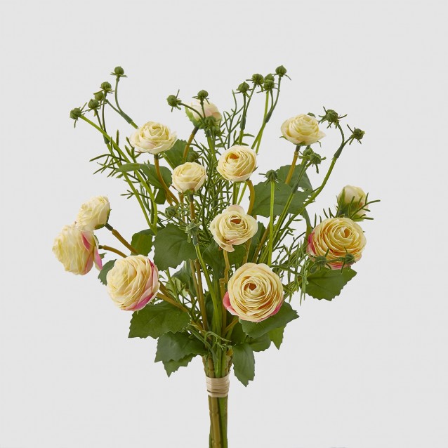 Buchet decorativ cu flori Ranunculus, sampanie, 43 cm - SIMONA'S Specials