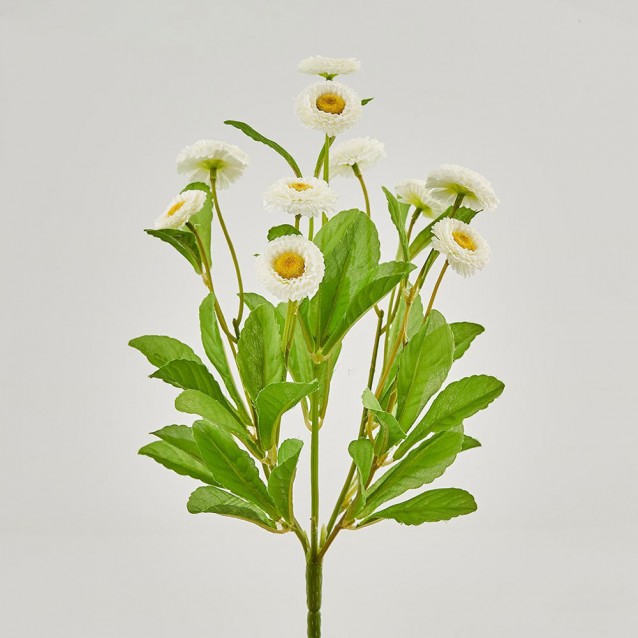 Buchet decorativ cu flori Pratolina, alb - SIMONA'S Specials