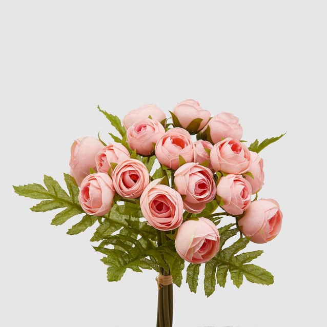Buchet decorativ cu flori Ranunaculus, roz, 27 cm - SIMONA'S Specials