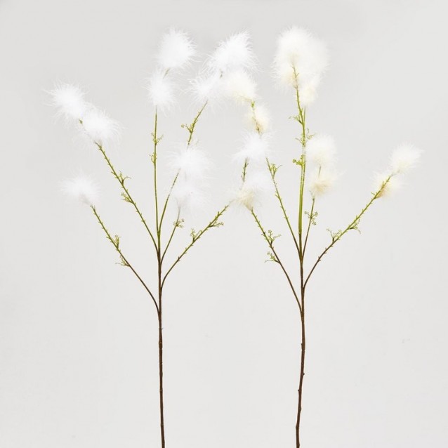 Ramura decorativa Piumino, alb, 105 cm - SIMONA'S Specials