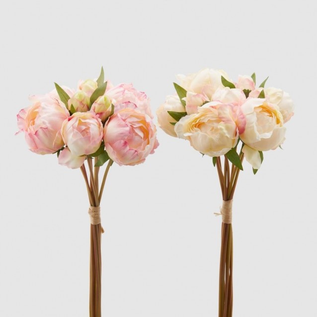 Buchet decorativ bujori, roz/crem, 43 cm - SIMONA'S Specials