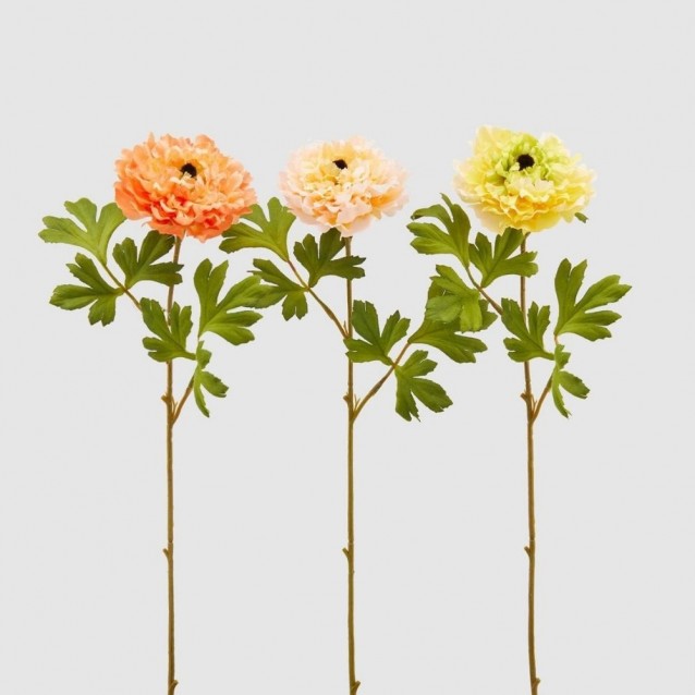 Floare decorativa Ranunculus, portocaliu/roz/galben, 60 cm - SIMONA'S Specials