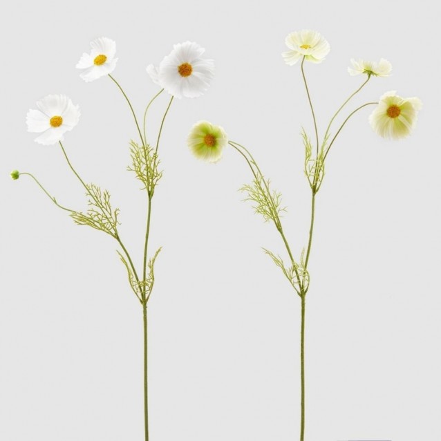 Floare decorativa Cosmos, alb/verde, 90 cm - SIMONA'S Specials