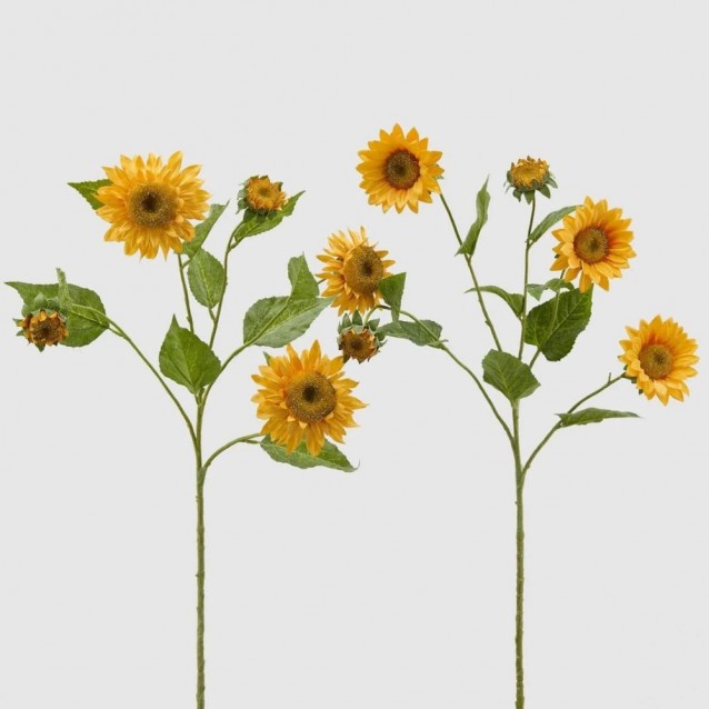 Ramura decorativa floarea soarelui, cu 5 flori galbene, 80 cm - SIMONA'S Specials