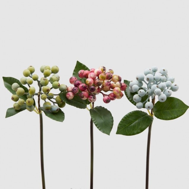 Ramura decorativa Berries, verde/roz/albastru, 30 cm - SIMONA'S Specials