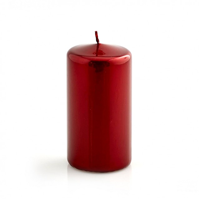 Lumanare decorativa cilindrica, rosu metalic, 15 cm - SIMONA'S Specials