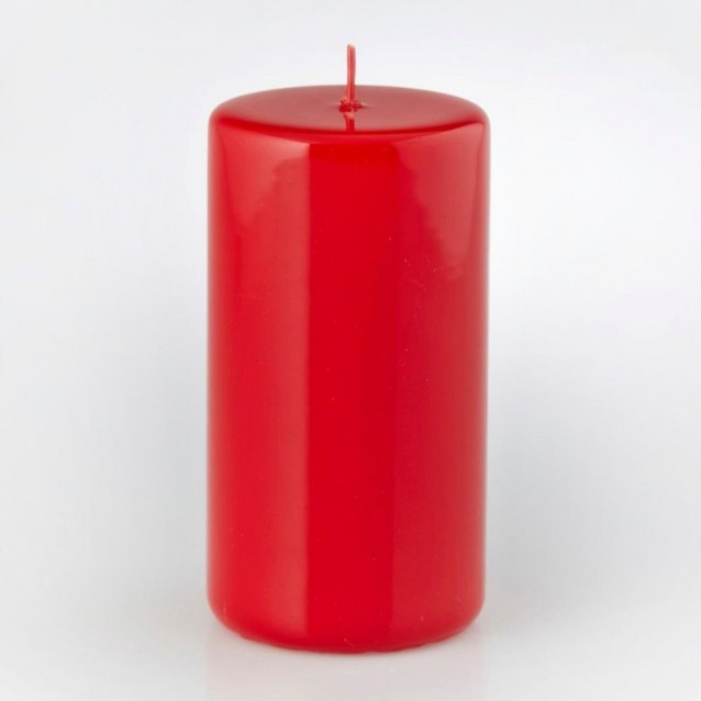Lumanare decorativa cilindrica, rosu lacuit, 15 cm - SIMONA'S Specials