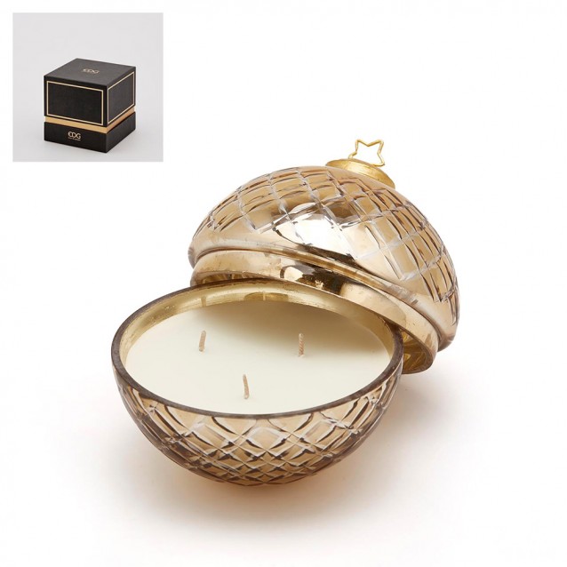 Lumanare parfumata decorativa glob, auriu antic, 13 cm - SIMONA'S Specials