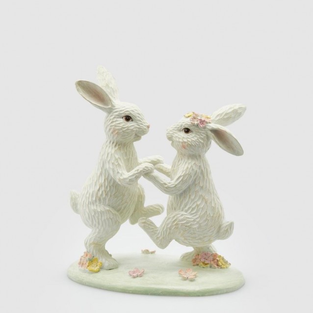 Decoratiune iepuri dansand, alb, 25 cm - SIMONA'S Specials