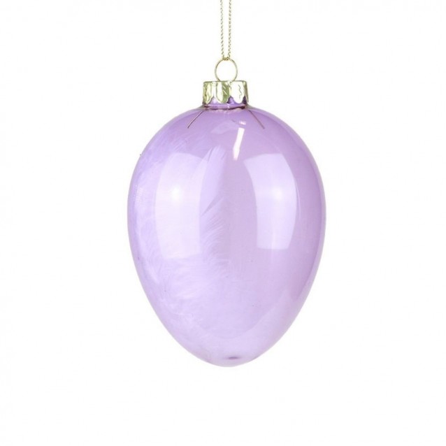 Ornament ou din sticla cu puf in interior, diverse culori, 12 cm - SIMONA'S Specials