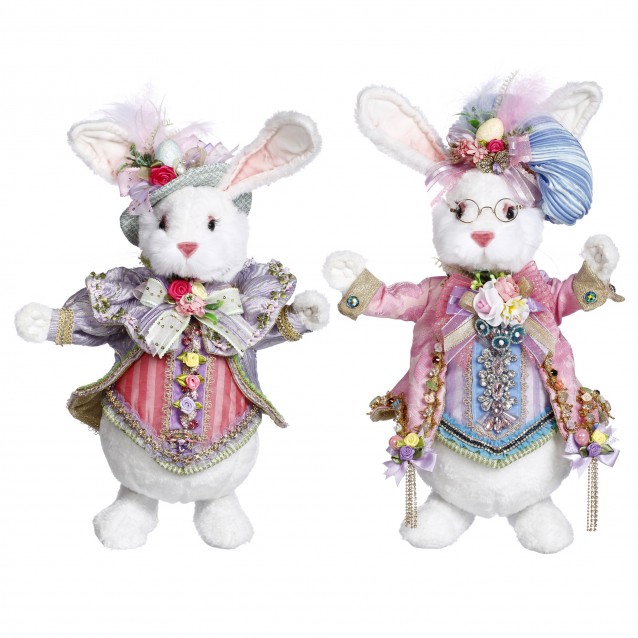 Decoratiune Mr-Mrs Fluffy Rabbit, roz-bleu, 38 cm - SIMONA'S Specials