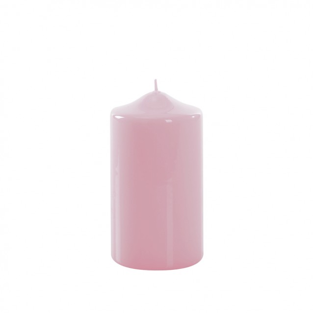 Lumanare decorativa cilindrica, roz lacuit, 8 x 15 cm - SIMONA'S Specials
