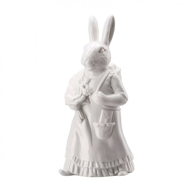 Decoratiune din portelan alb, iepure cu cos, Collector's Items Easter - HUTSCHENREUTHER