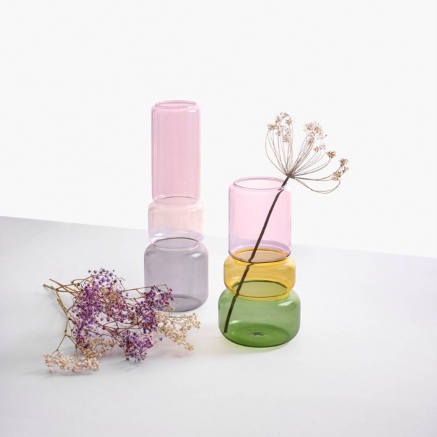 Vaza din sticla, 25 cm, Pink-Green, Revolve by Brian Sironi - ICHENDORF