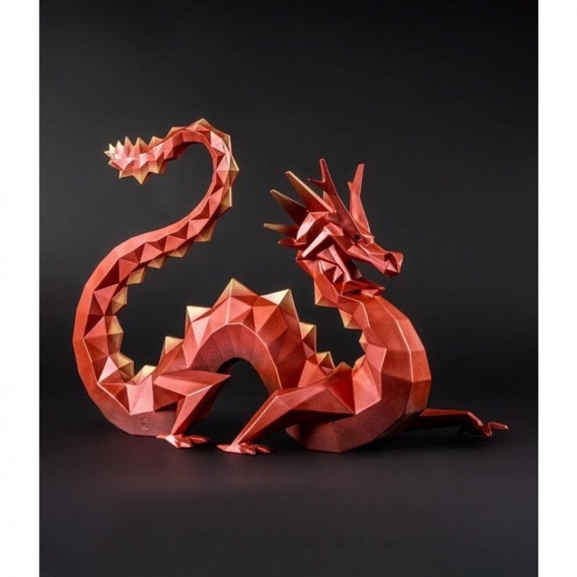 Sculptura din portelan, Red Dragon, Origami by José Luis Santes - Editie Limitata - LLADRO