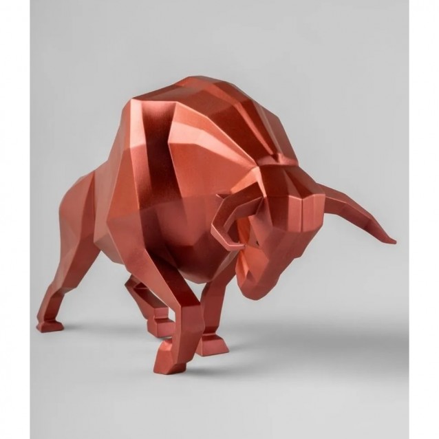Sculptura din portelan rosu, Bull, Origami - LLADRO
