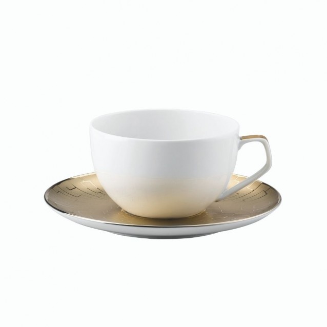 Ceasca pentru ceai si farfurie, TAC Gropius Skin Gold by Walter Gropius - ROSENTHAL