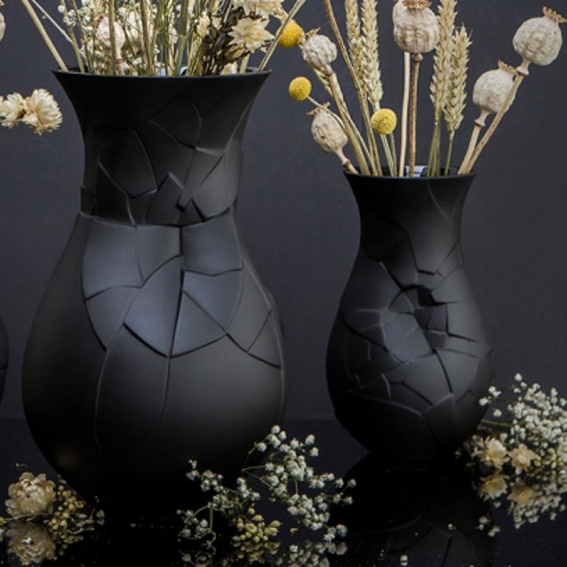 Vaza neagra din portelan, 30 cm, Phases by Dror Benshetrit - ROSENTHAL