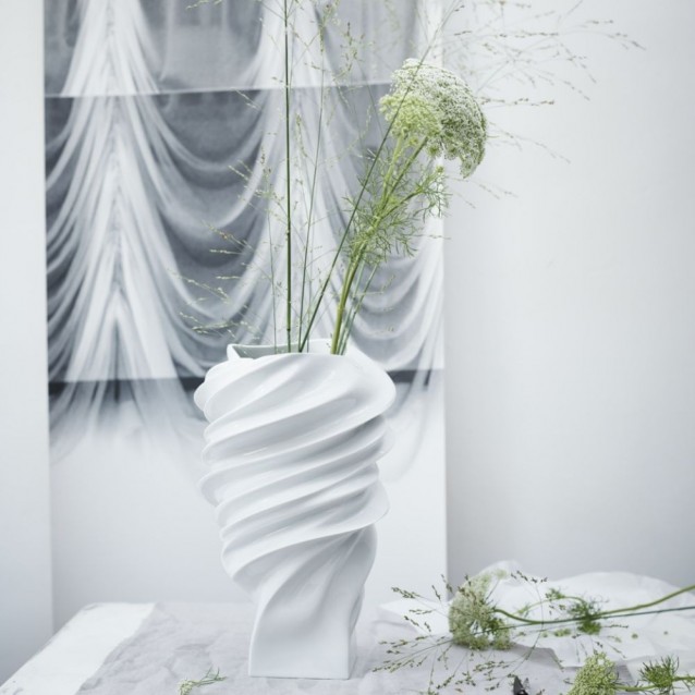 Vaza alba din portelan, 40 cm, Squall White by Cédric Ragot - ROSENTHAL