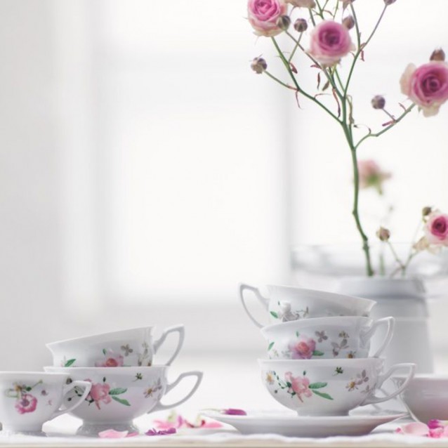 Ceasca pentru ceai si farfurie, Maria Pink Rose by Regula Stüdli - ROSENTHAL 