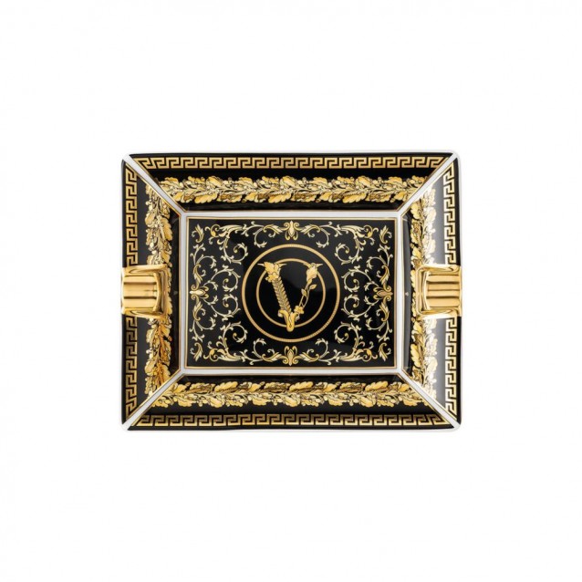 Scrumiera din portelan, 13 cm, Virtus Gala Black - VERSACE