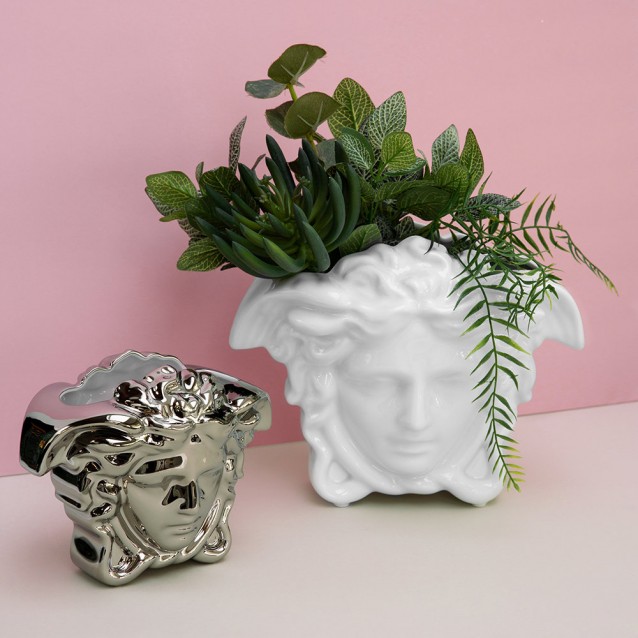 Vaza din portelan, 30 cm, Medusa Grande Silver - VERSACE