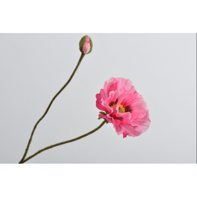 Floare decorativa cu mac roz, 76 cm - SILK-KA